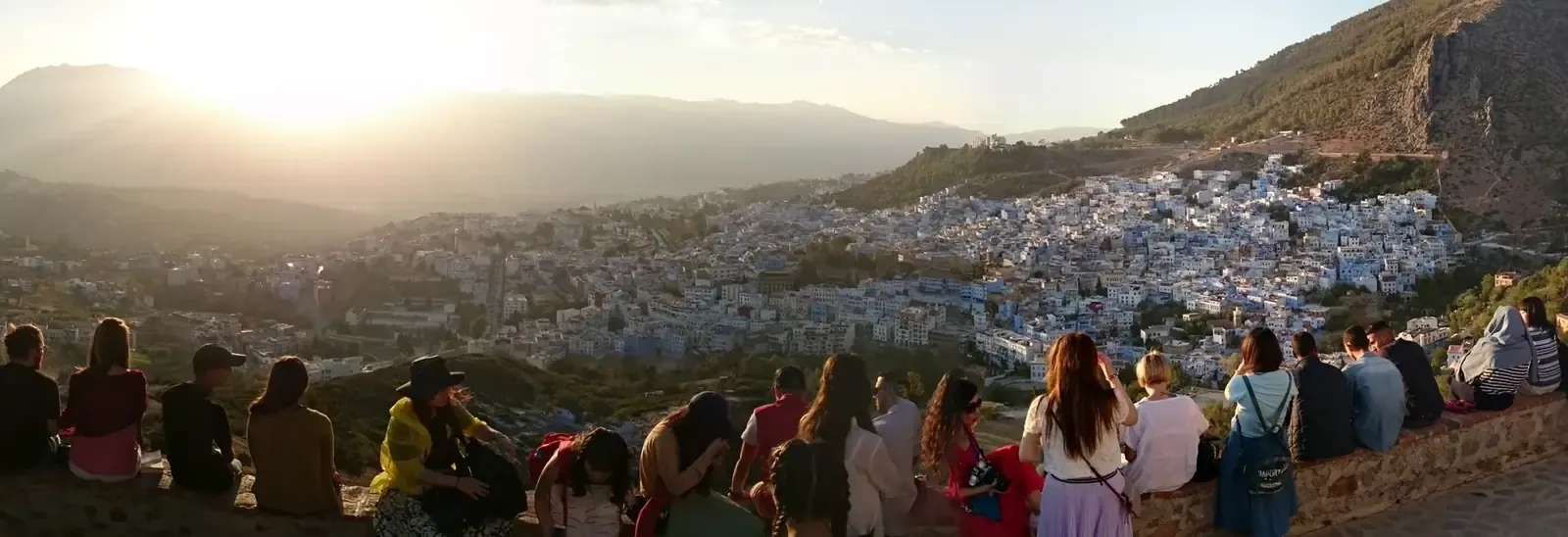 The town of Chefchaouen and its mountains seen from the Spanish Mosque